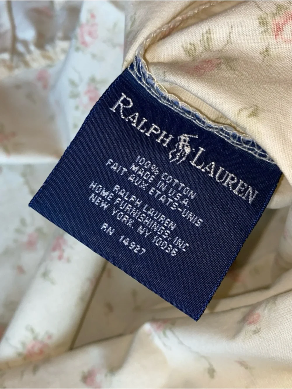 VTG Ralph Lauren Full Double Flat Sheet 2 King Pillowcases Cottage Floral Ruffle